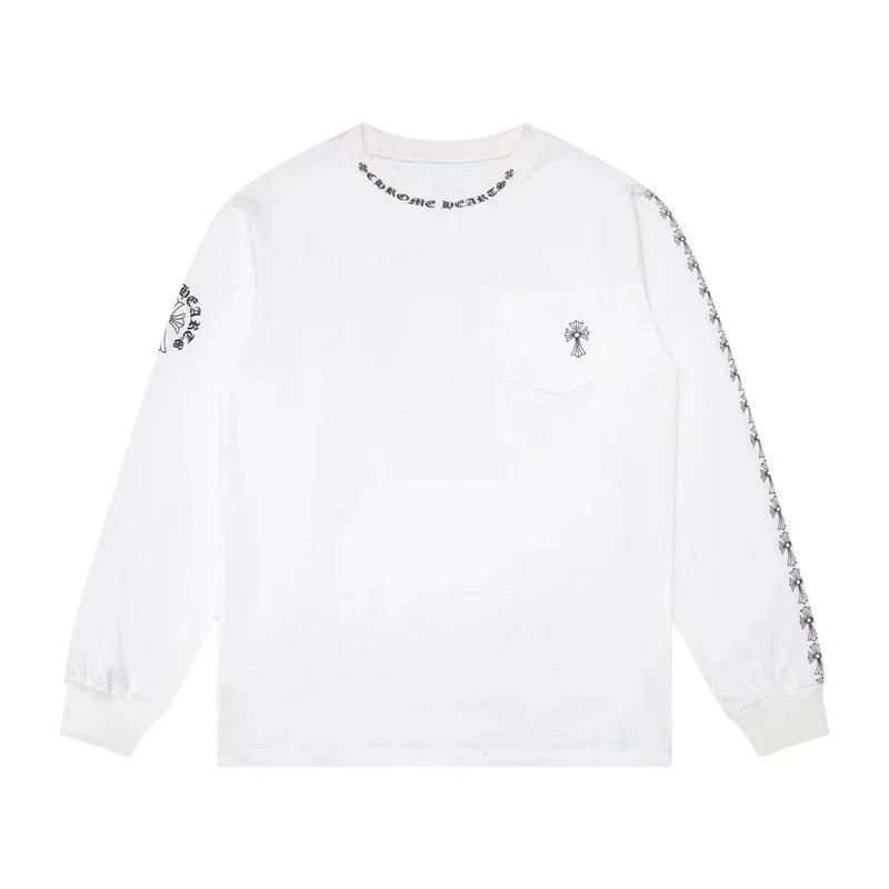 Chrome Hearts Chrome Hearts White Cross Embroidered Long Sleeve T-Shirt White - 1
