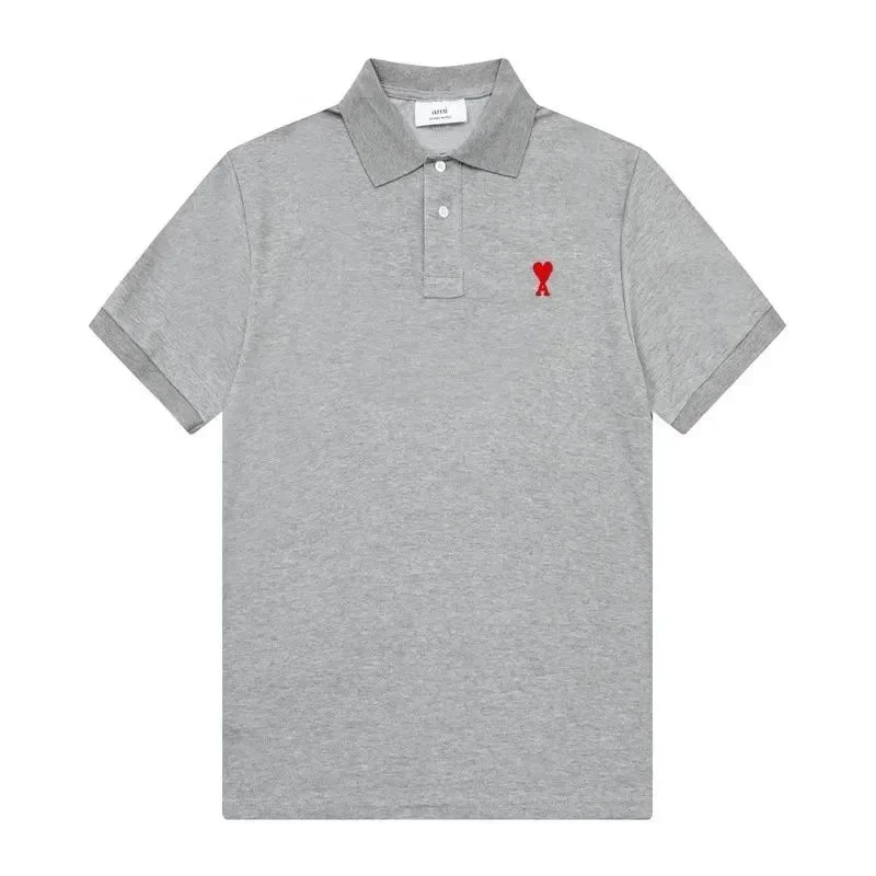 Ami Paris A.M. Grey Heart Polo Shirt Grey - 1