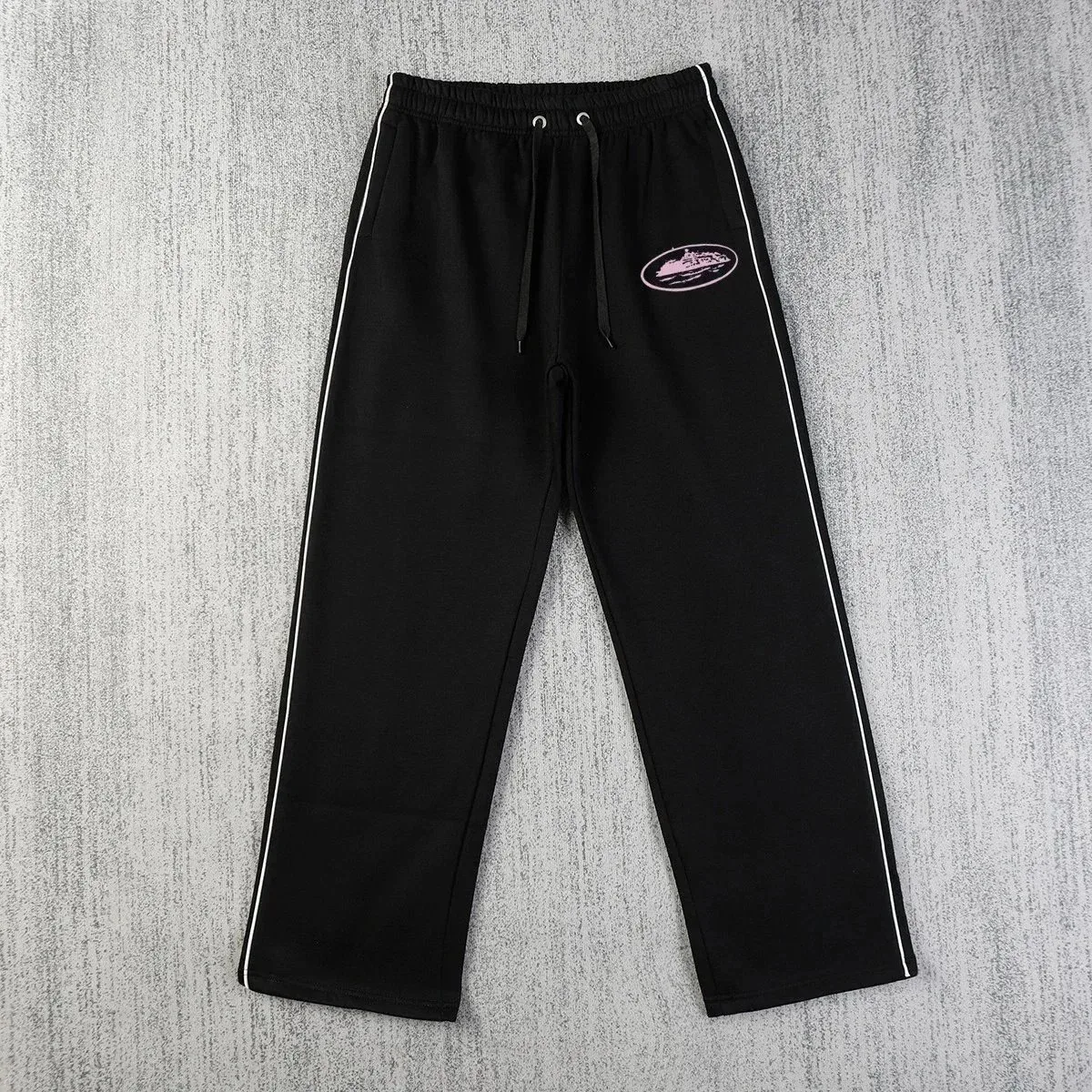 Other Black Track Pants with Pink Logo and White Stripes Black - 1