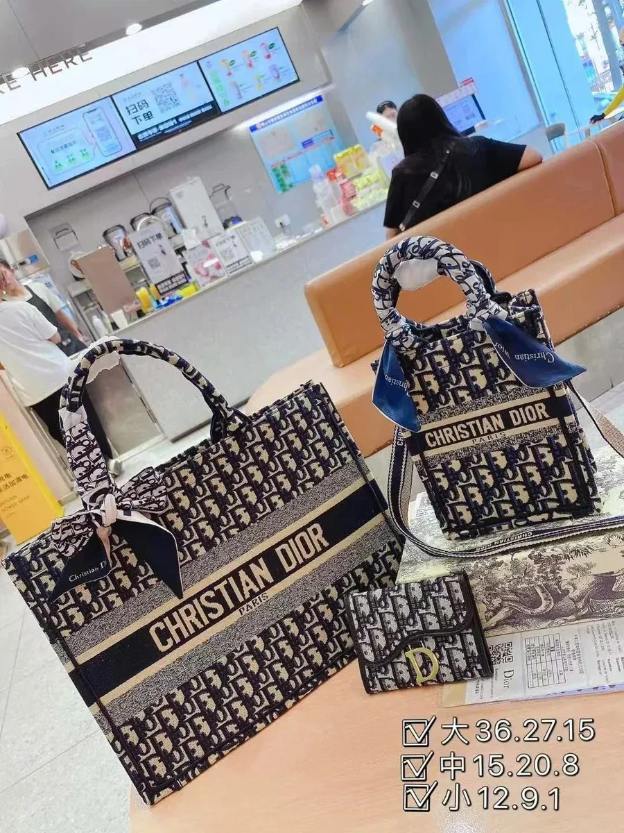 Dior Dior Lady Dior Monogram Canvas Tote Bag Set Blue