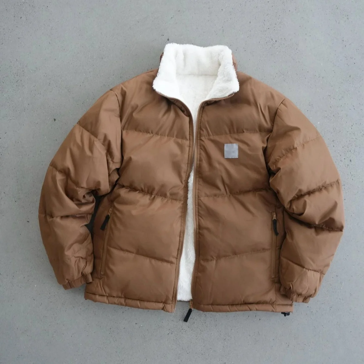 Other Brown Puffer Jacket with Sherpa Lining Brown - 1