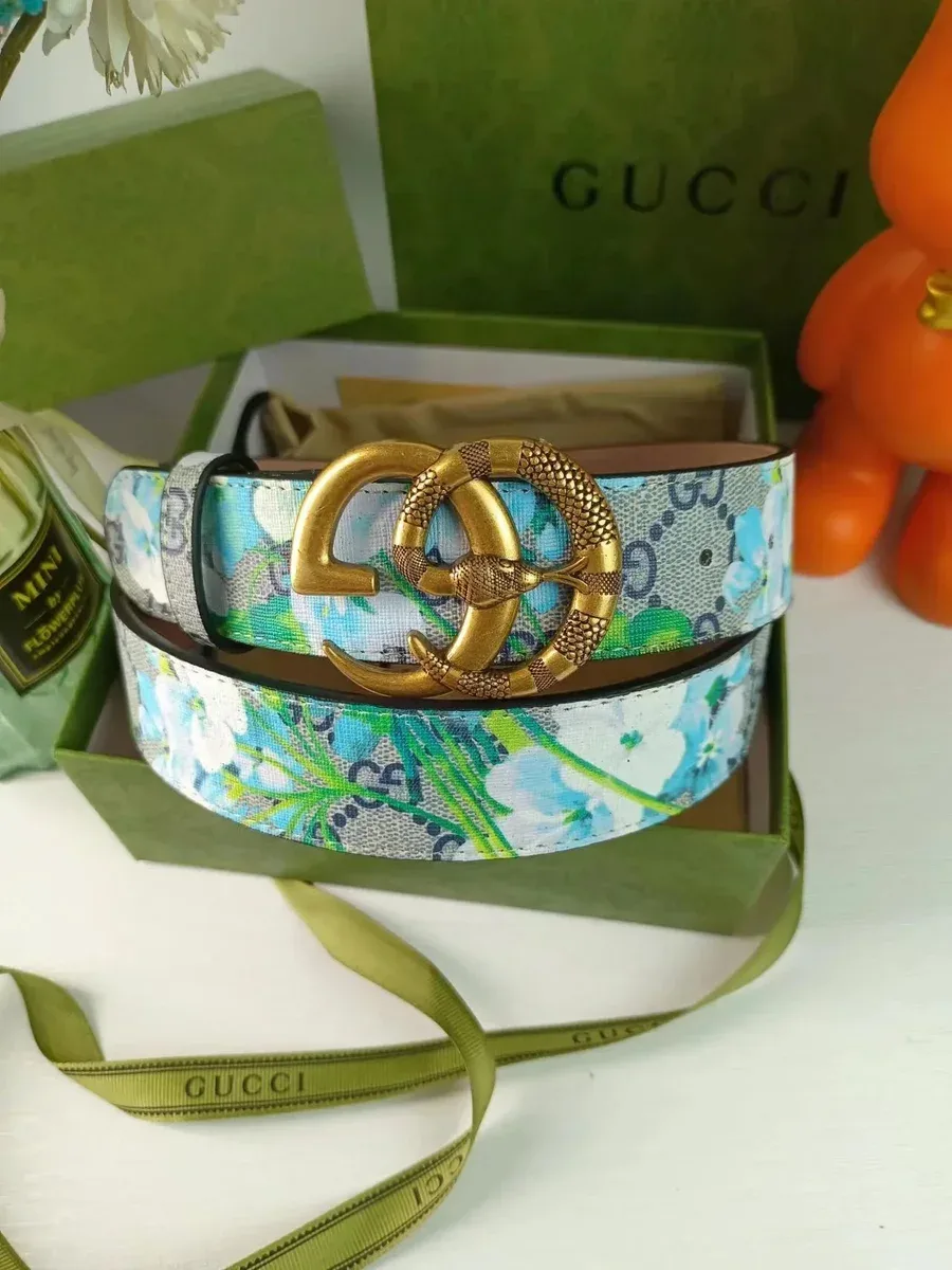 Gucci Gucci GG Marmont Floral Belt Blue - 1