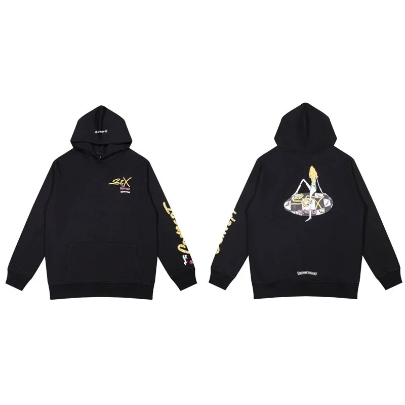 Chrome Hearts Chrome Hearts Black SEK Hoodie with Gold Embroidery Black - 1