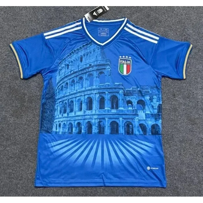 Adidas Adidas Italia Jersey Blue V-Neck Soccer Shirt Blue - 1
