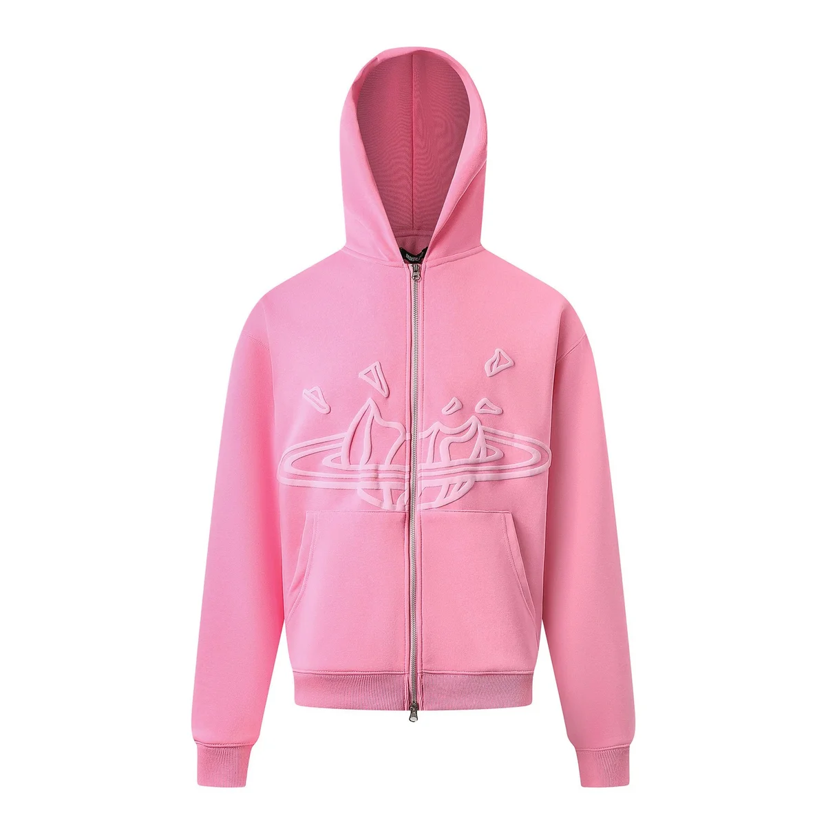 Other Pink Embroidered Zip-Up Hoodie Pink - 1