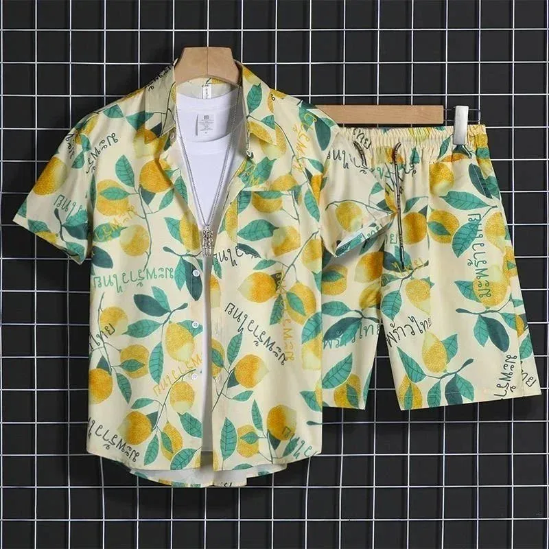 Other Printed Lemon Shirt & Shorts Set Yellow - 1