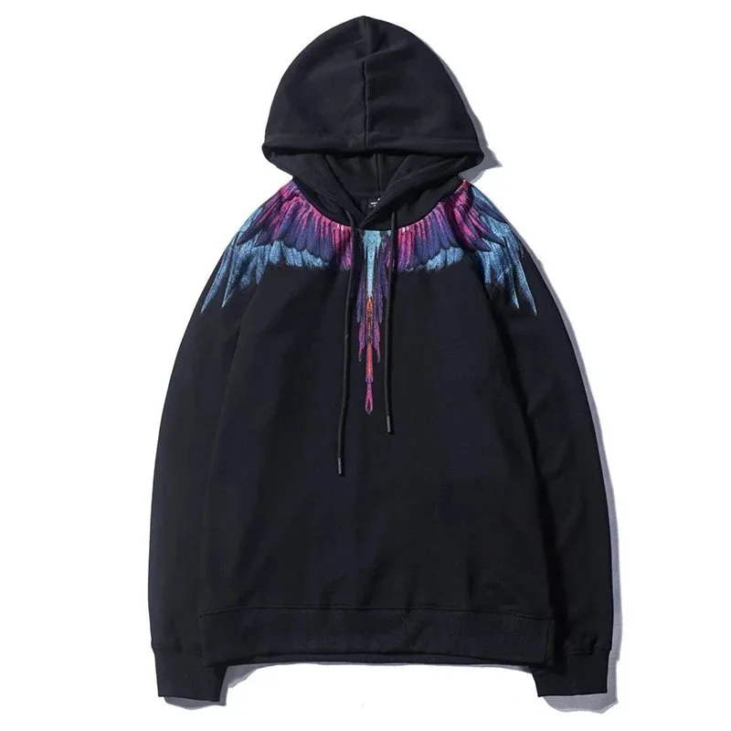 Marcelo Burlon Marcelo Burlon Wings Black Hoodie with Colorful Wing Print Black - 1