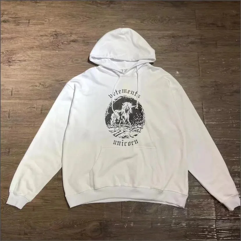 Vetements Vetements White Unicorn Graphic Hoodie White - 1