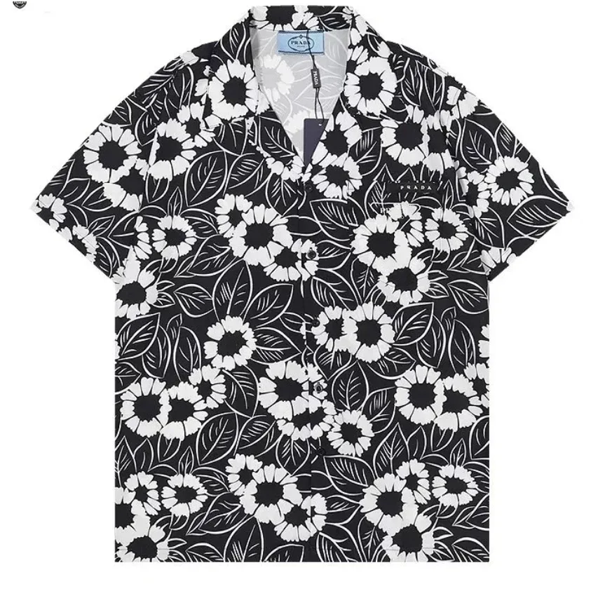 Prada Prada Sunflower Print Short-Sleeve Shirt Black/White Black - 1