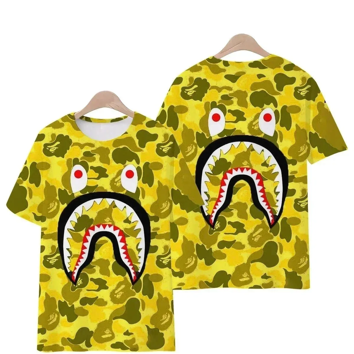 A Bathing Ape A Bathing Ape BAPE STA Yellow Camo Shark T-Shirt Yellow - 1