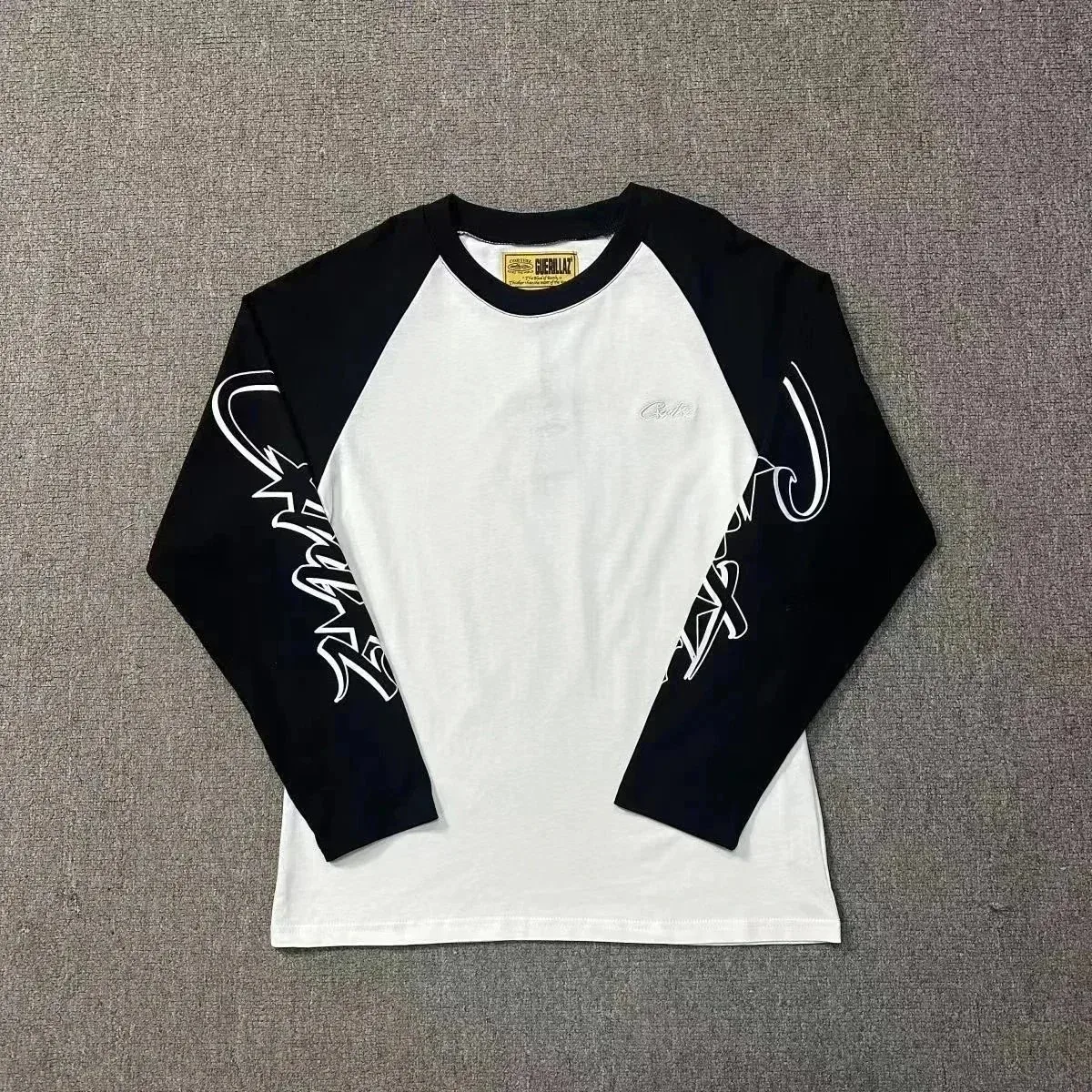 Other Unisex Black & White Graphic Raglan T-Shirt Black - 1