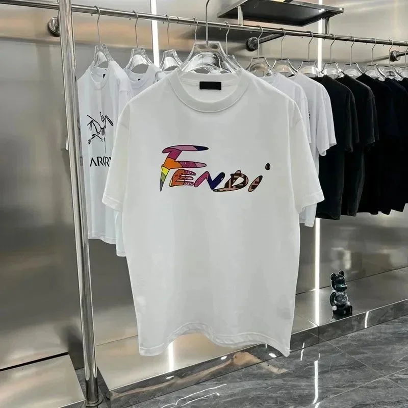 Fendi Fendi Colorful Logo White T-Shirt White - 1