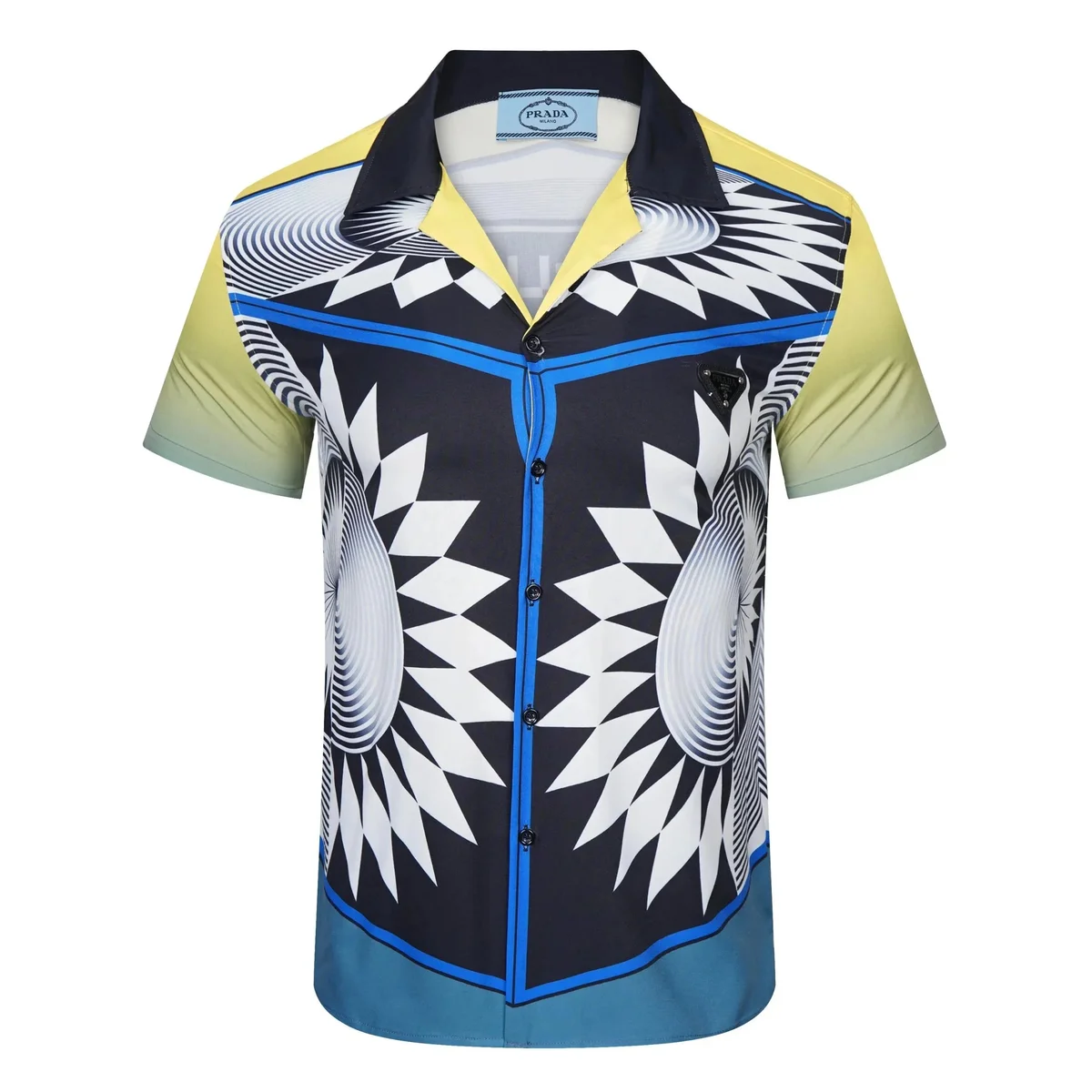 Prada Prada Geometric Print Short-Sleeve Shirt Black - 1