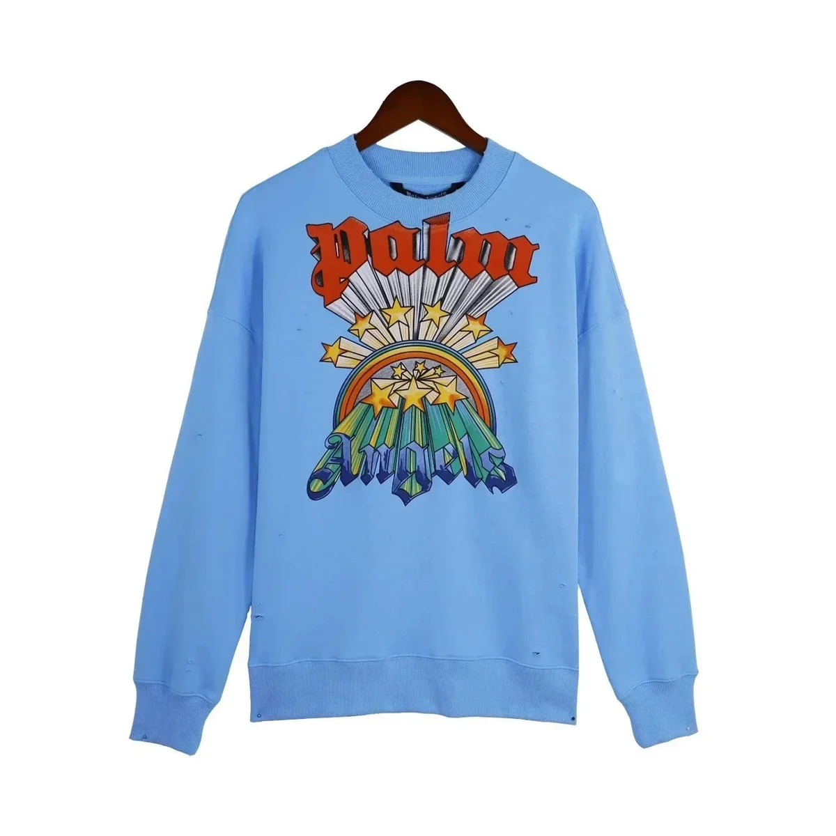 Palm Angels Palm Angels Blue Rainbow Print Crewneck Sweatshirt Blue - 1