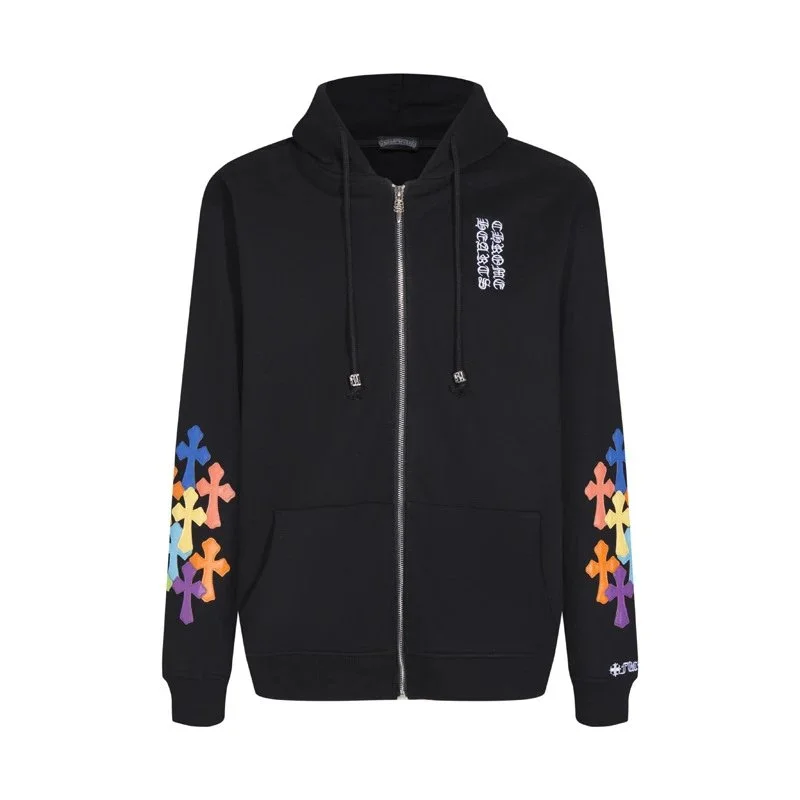 Chrome Hearts Chrome Hearts Black Rainbow Cross Zip-Up Hoodie Black - 1