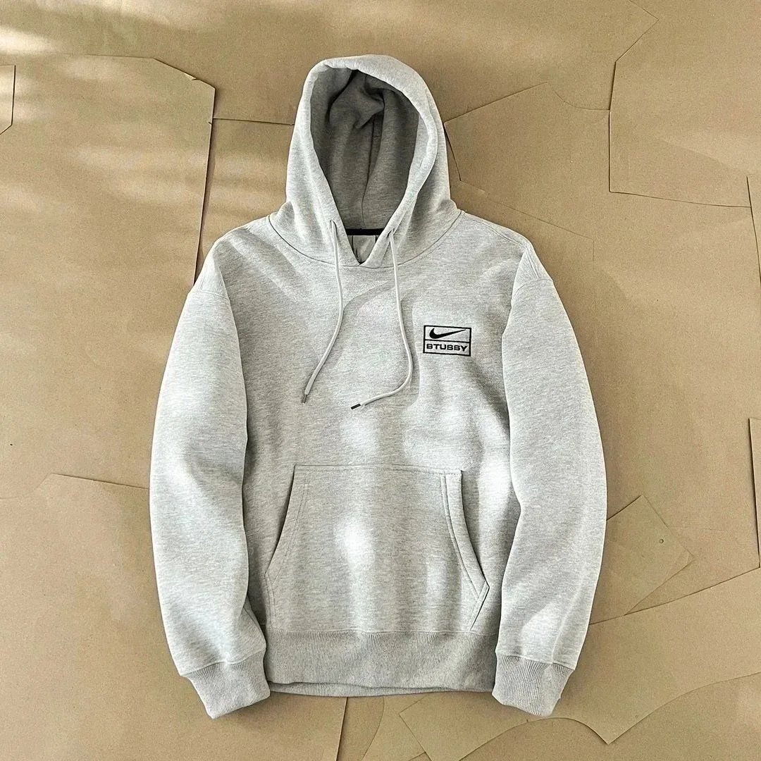 Stussy Stussy Grey Hoodie with Nike Logo Grey - 1
