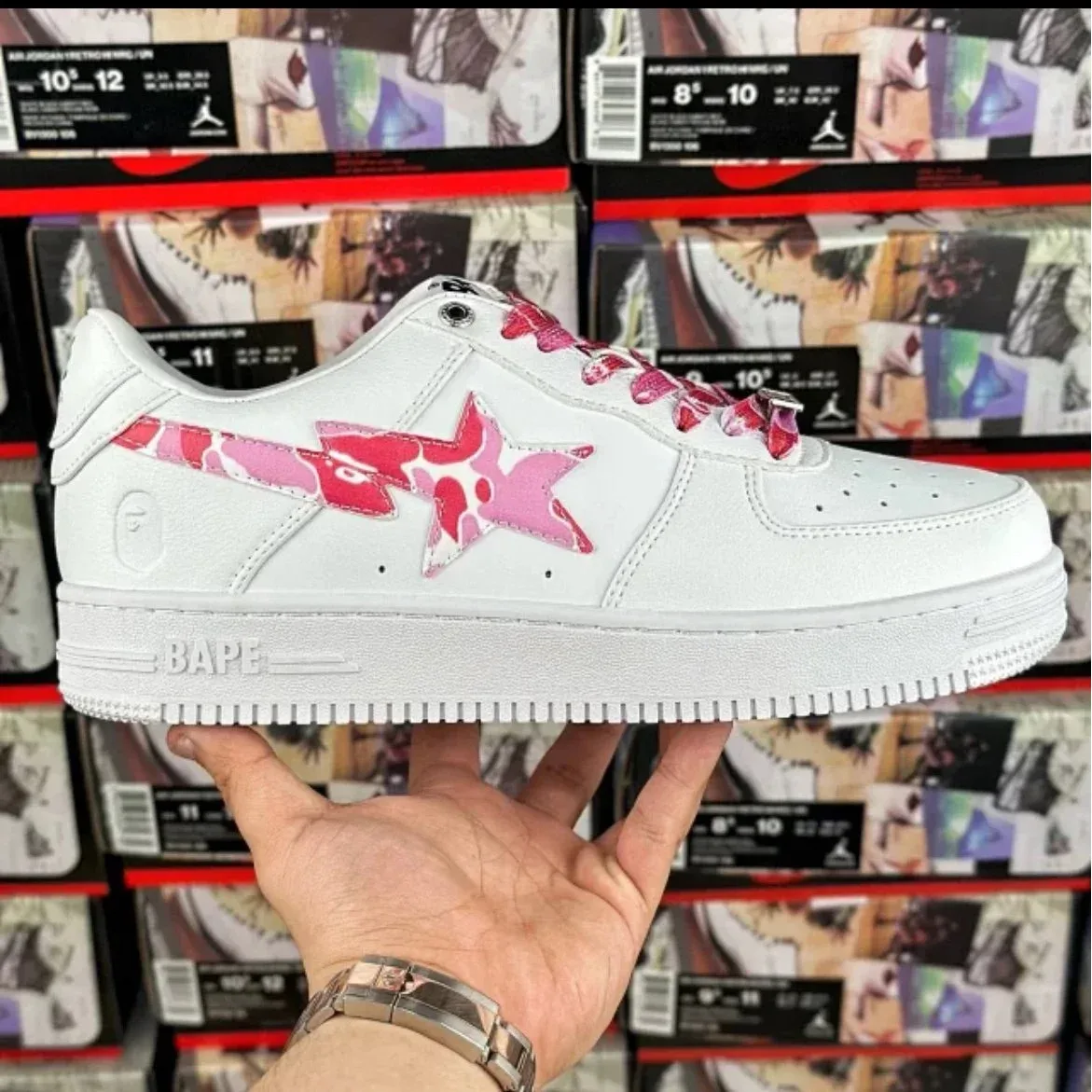 A Bathing Ape A Bathing Ape BAPE STA White Pink Star Sneakers White - 1