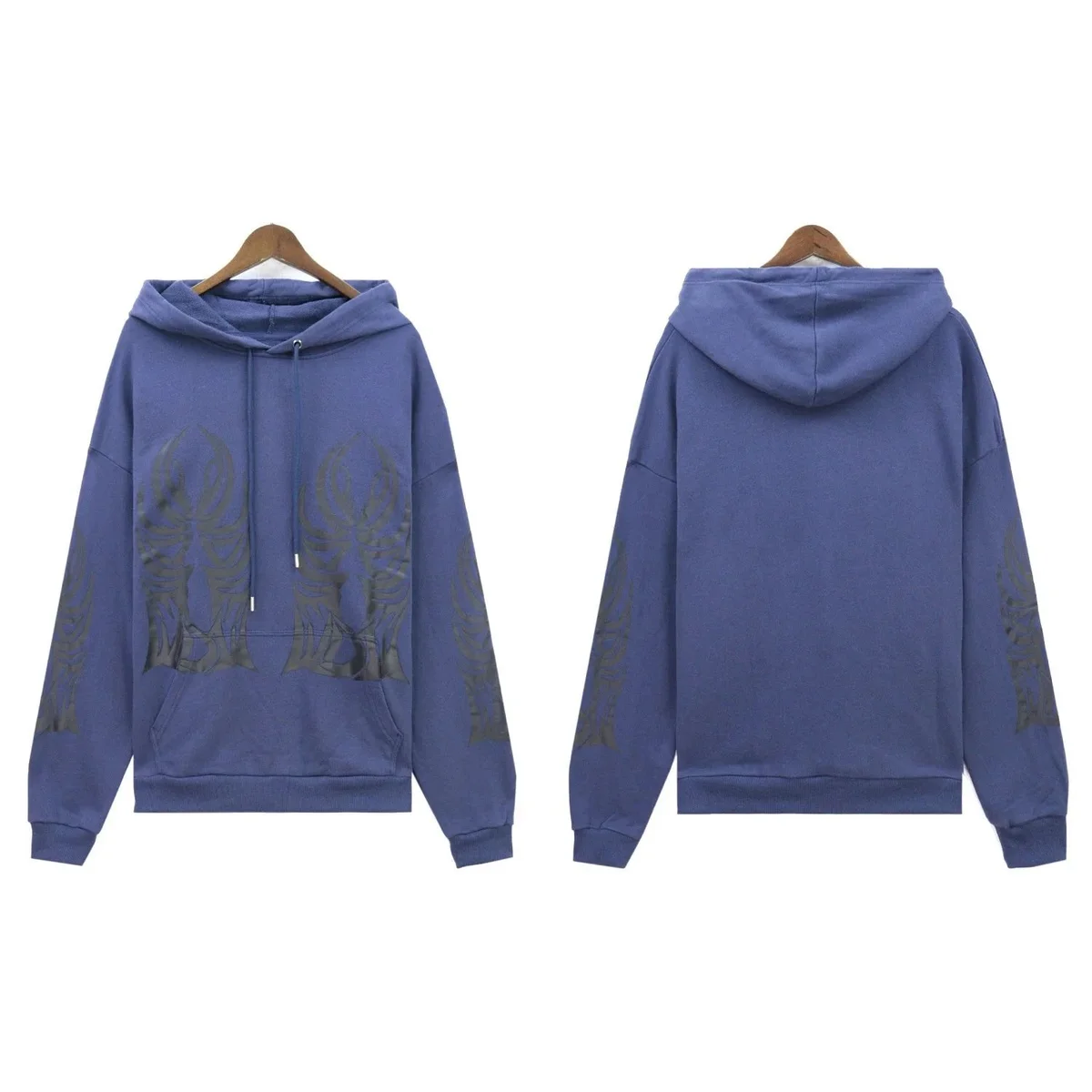 Other Blue Graphic Print Hoodie Sweatshirt Blue - 1