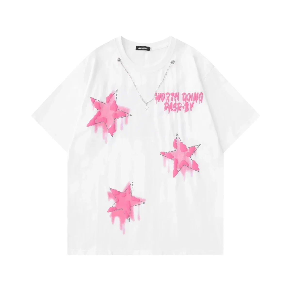 Other White Pink Star Print T-Shirt White - 1