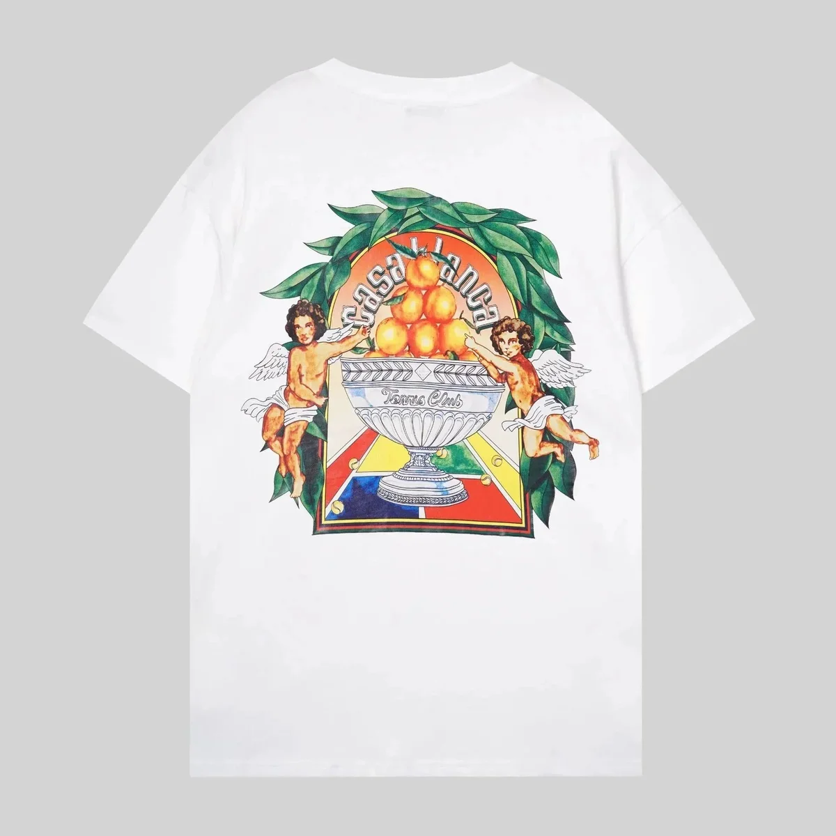 Casablanca Casablanca Tennis Club White T-Shirt with Cherub Print White - 1