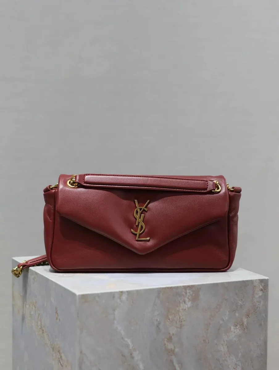 Saint Laurent Saint Laurent Lou Monogram Leather Shoulder Bag Red - 1