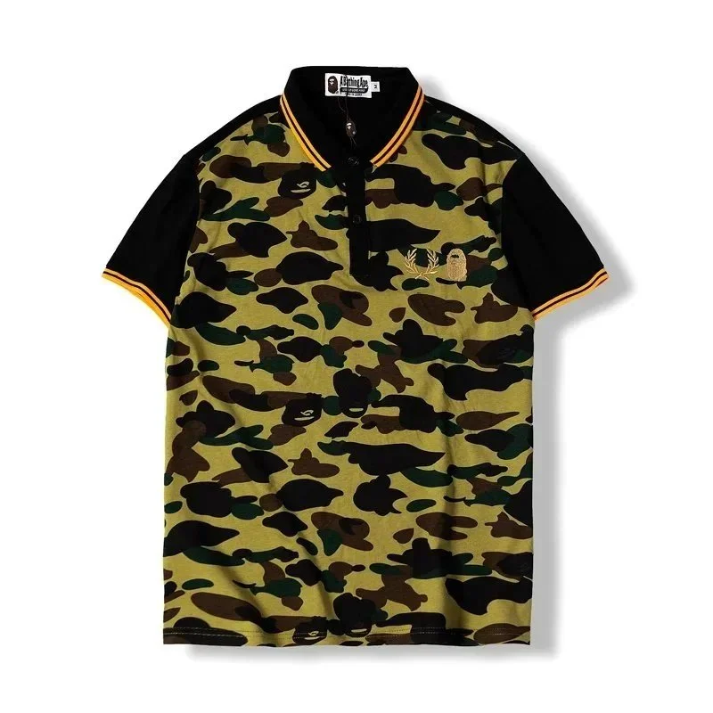 A Bathing Ape A Bathing Ape Camo Polo Shirt Black/Army Green Green - 1