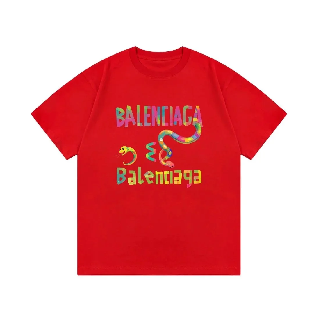 Balenciaga Balenciaga Red Snake Print T-Shirt Red - 1