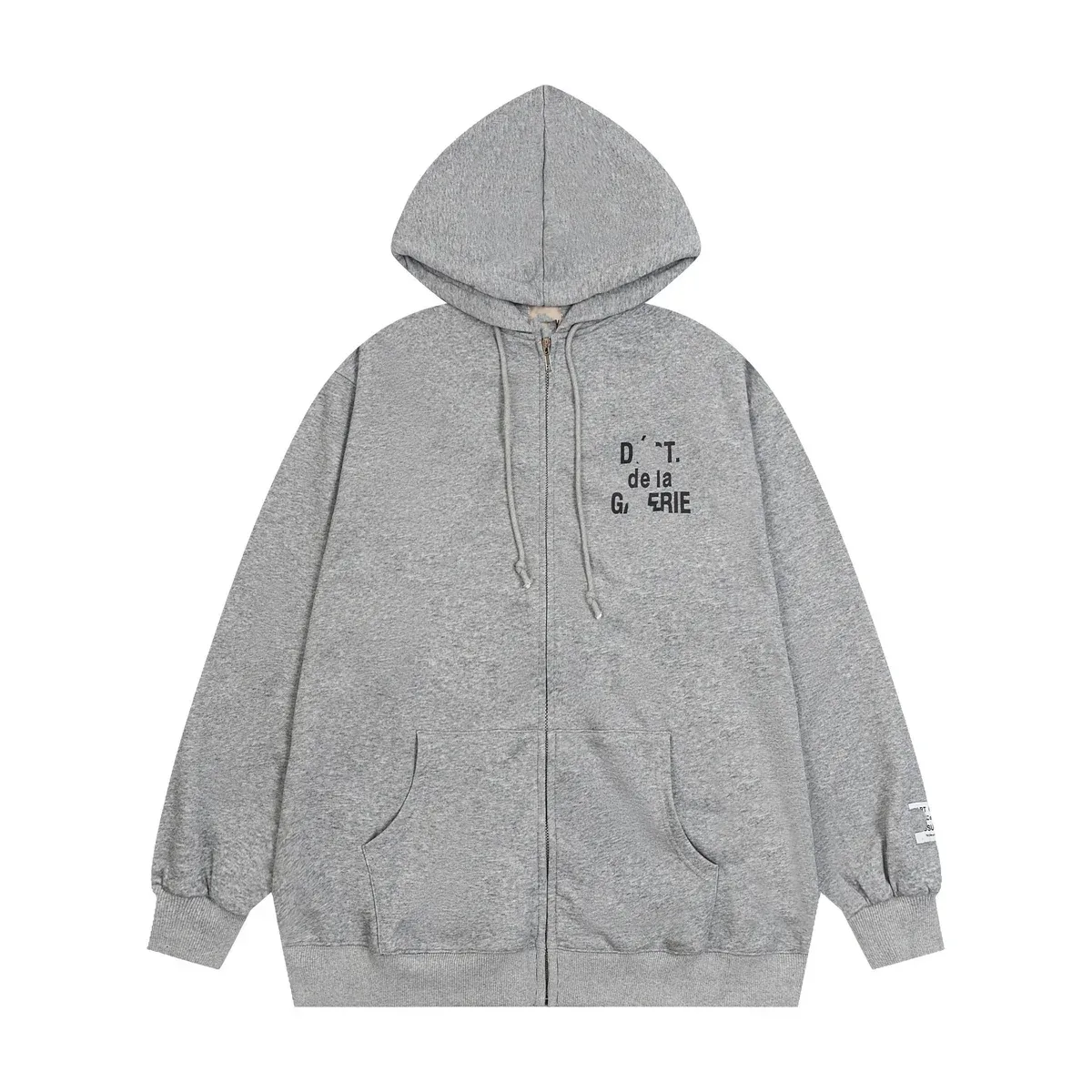 Other Unisex Grey 'D.T. de la G' Zip-Up Hoodie Grey - 1