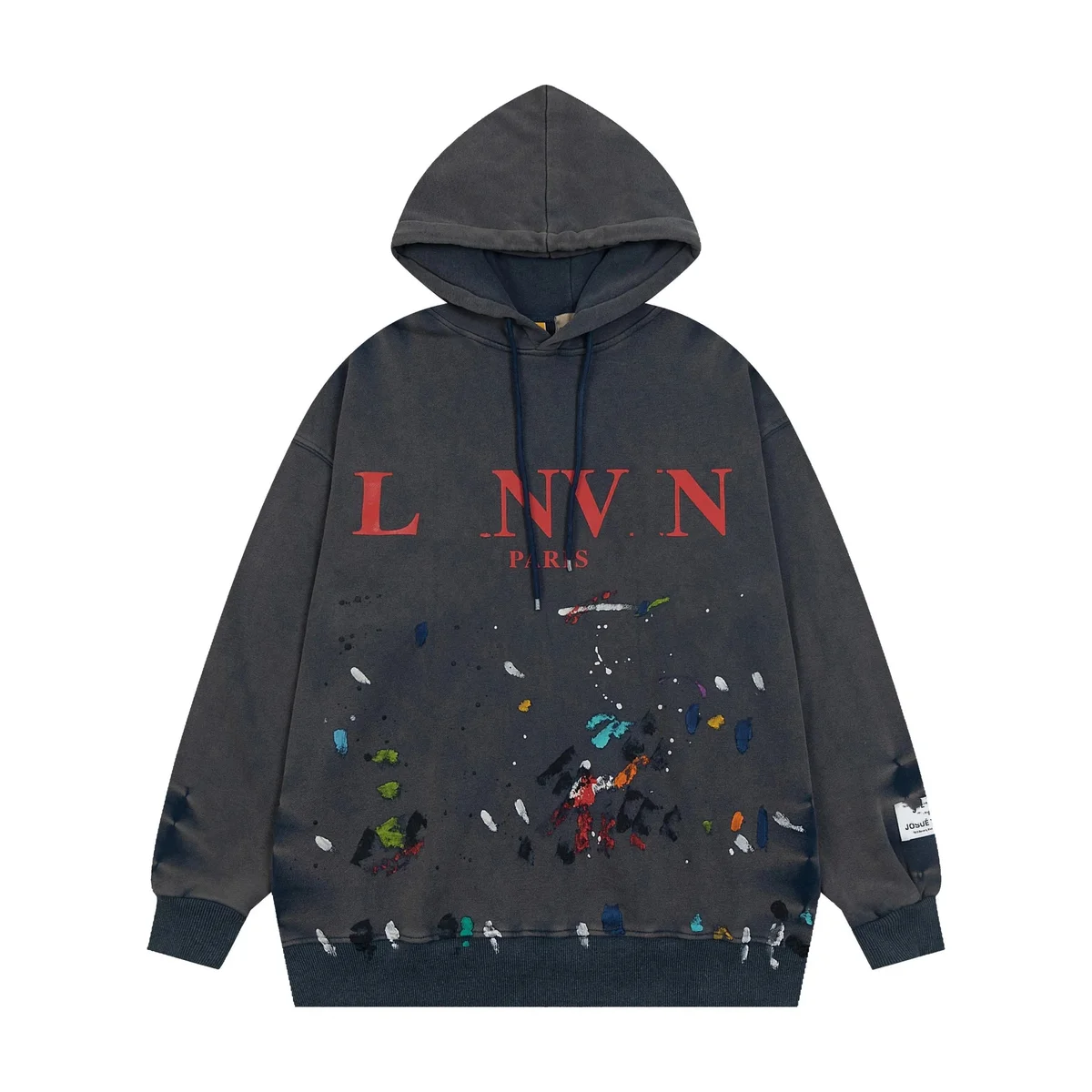 Other Unisex Dark Grey LN.V.N Paris Paint Splatter Hoodie Grey - 1