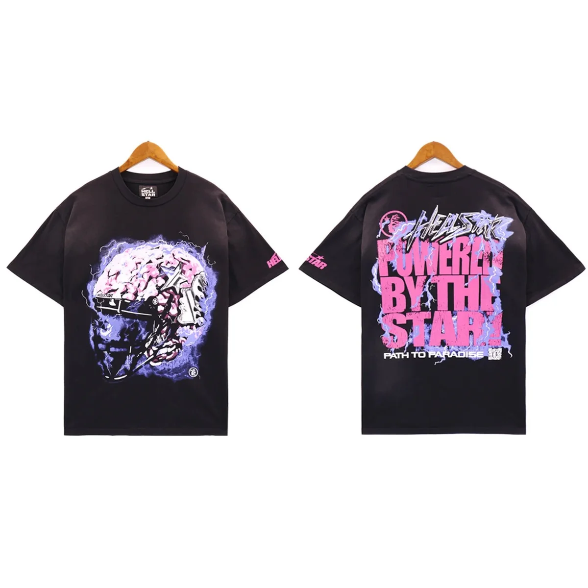 Hellstar Hellstar Black 'Powered by the Stars' Graphic T-Shirt Black - 1