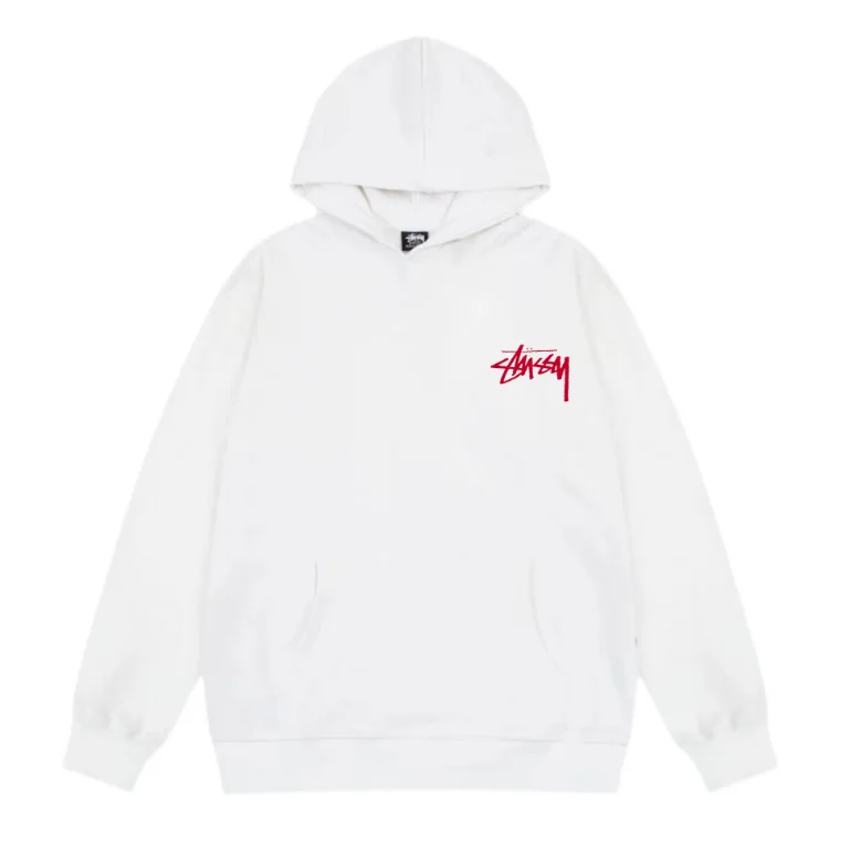 Stussy Stussy White Red Logo Hoodie White - 1