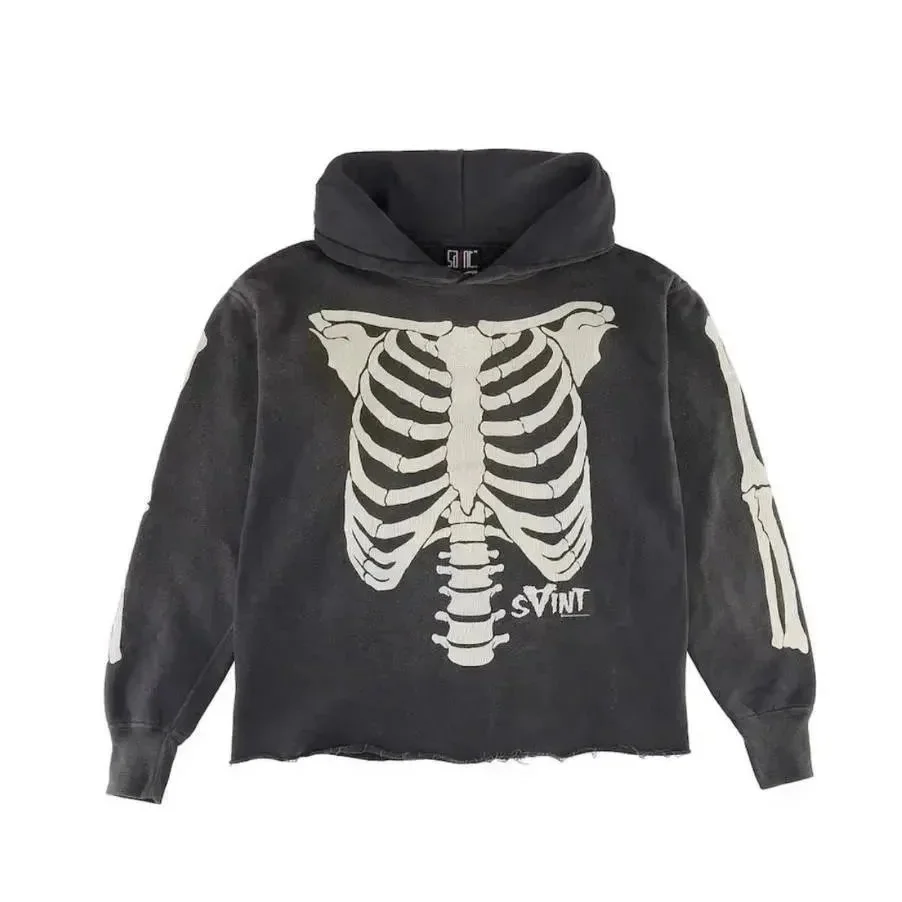 Other Unisex Black Skeleton Print Hoodie Black - 1