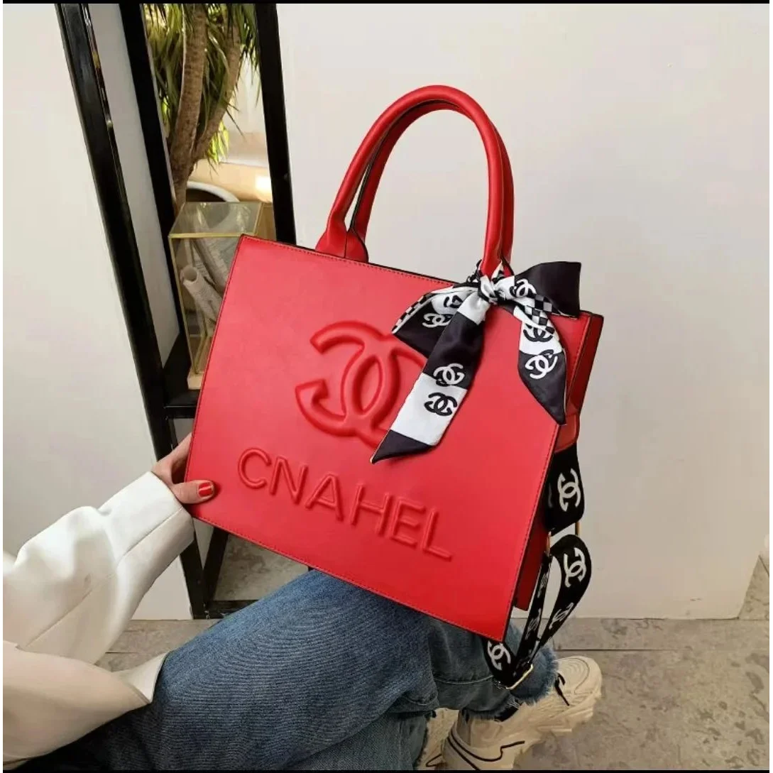 Chanel CNAHEL Red Tote Bag with CC Scarf