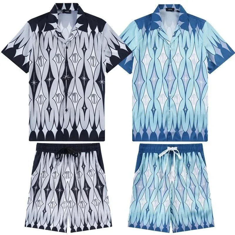 Other Printed Short Sleeve Shirt & Shorts Set Blue - 1