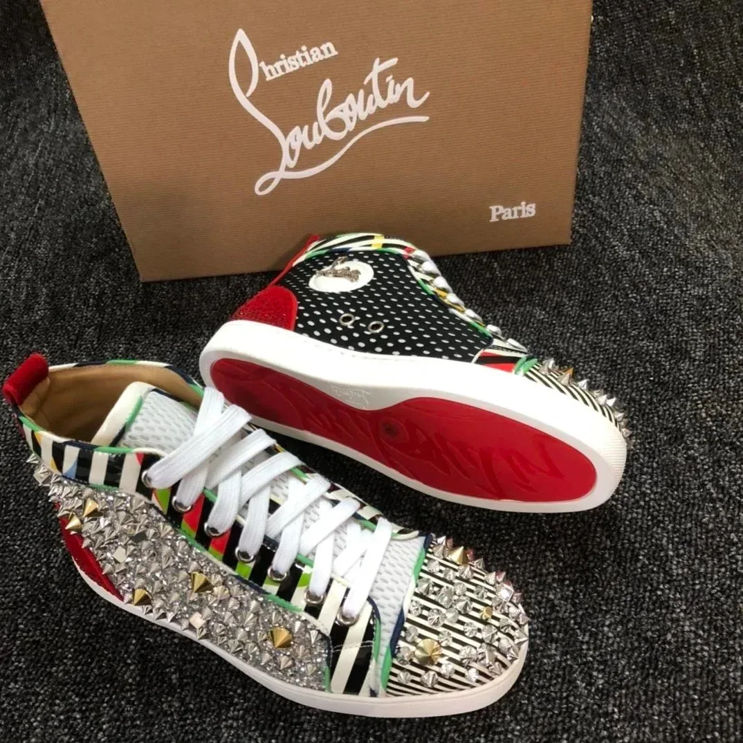 Christian Louboutin Christian Louboutin Spiked Sneakers Red Sole Multicolor - 1