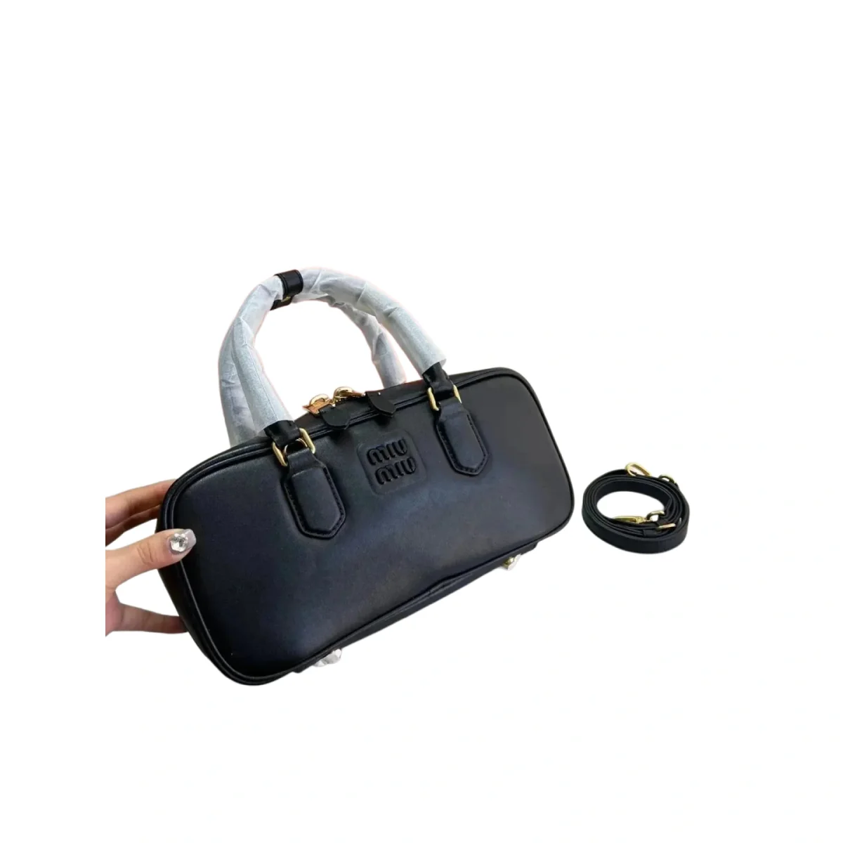 Miu Miu Miu Miu Black Logo Tote Bag Black - 1