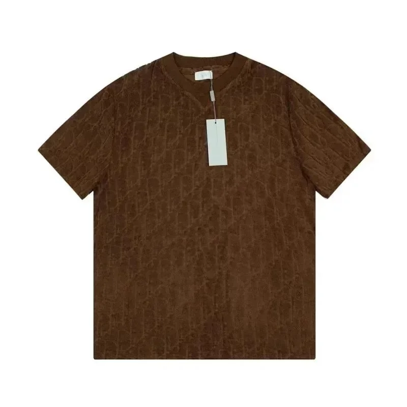 Dior Unisex Brown Textured T-Shirt Brown - 1