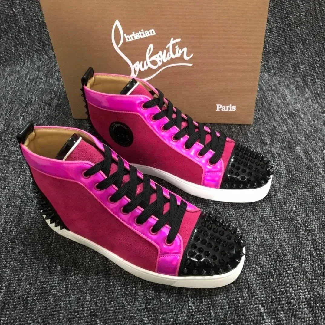 Christian Louboutin Christian Louboutin Louis Spikes Pink High-Top Sneakers Pink - 1