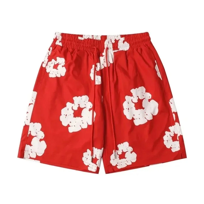 Other Red White Floral Print Shorts Casual Red - 1