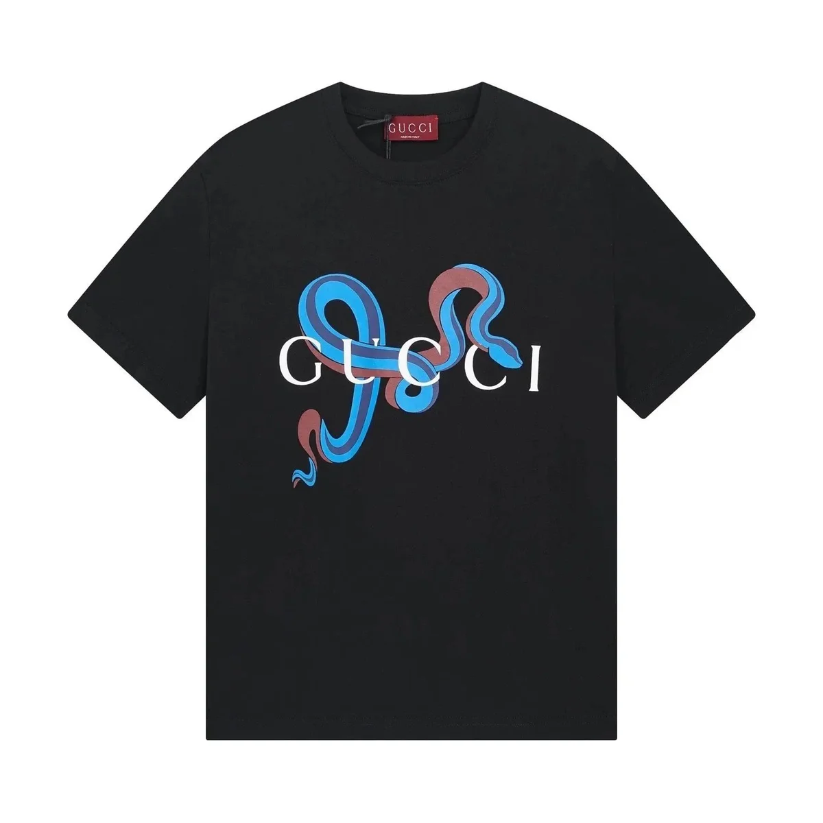 Gucci Gucci Snake Print T-Shirt Black Black - 1