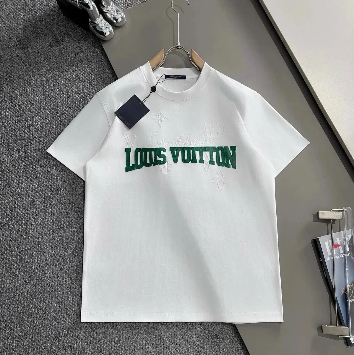 Louis Vuitton Louis Vuitton White Green Embroidered T-Shirt White