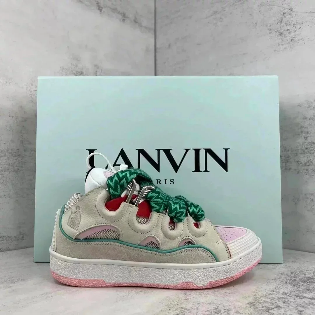 Lanvin Lanvin Pastel Sneakers with Green Laces Beige - 1