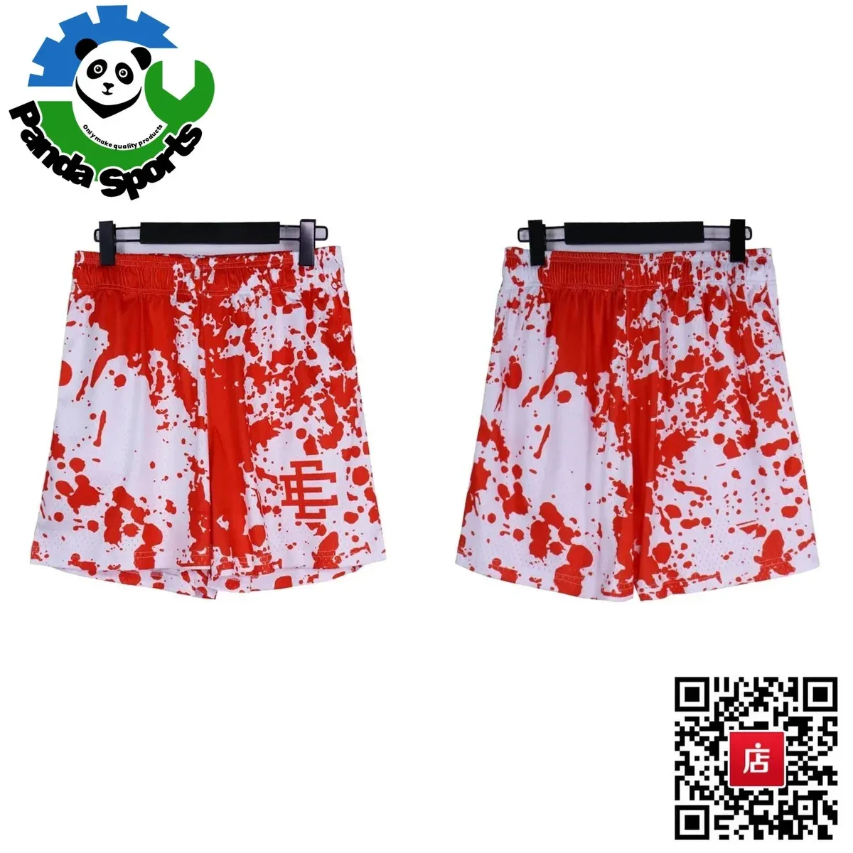 Other Panda Sports Red & White Splatter Basketball Shorts Red - 1