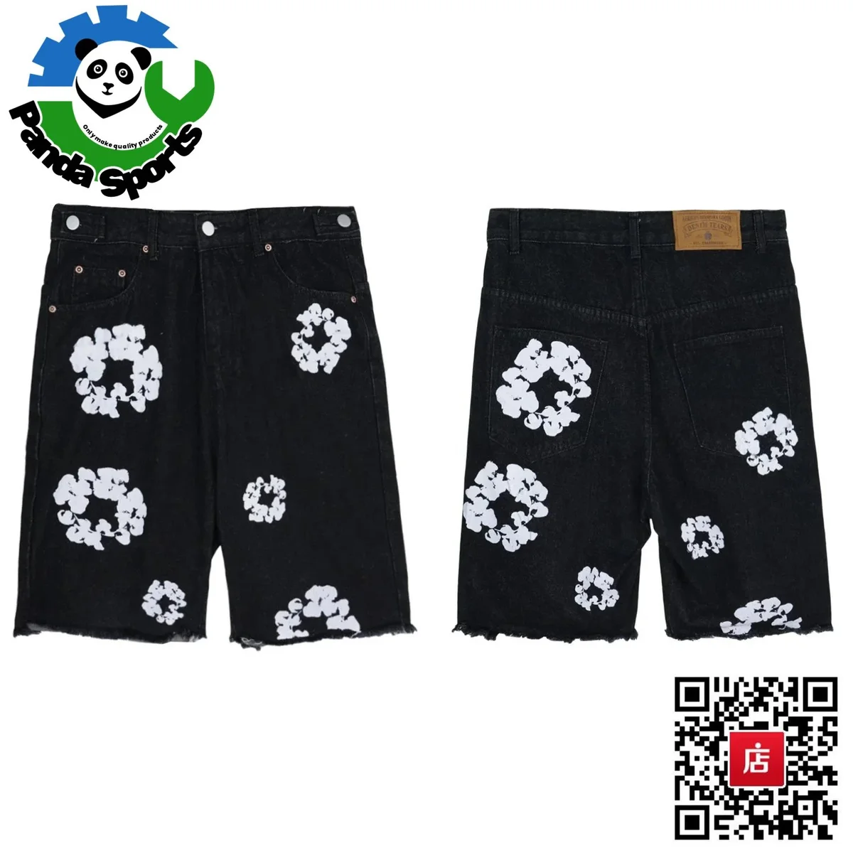 Other Black Popcorn Print Denim Shorts Black - 1