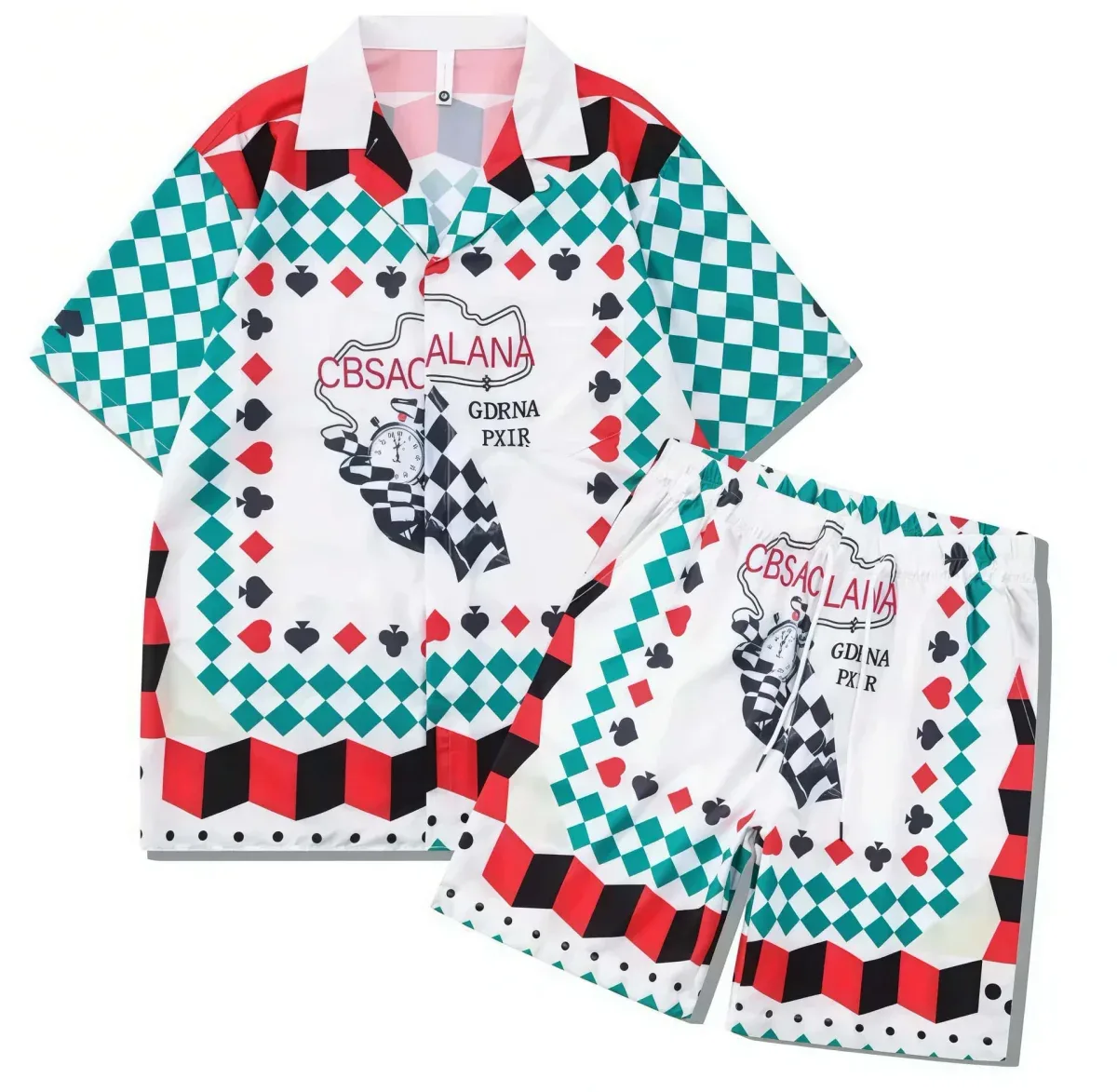Other Unisex Printed Co-ord Set with Poker Theme White - 1