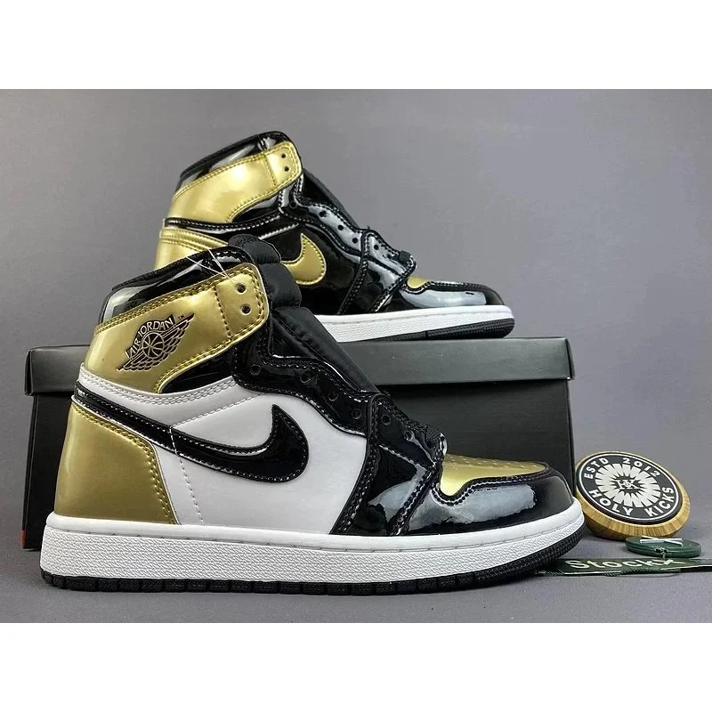 Jordan Nike Air Jordan 1 Black Gold High Top Sneakers Black - 1