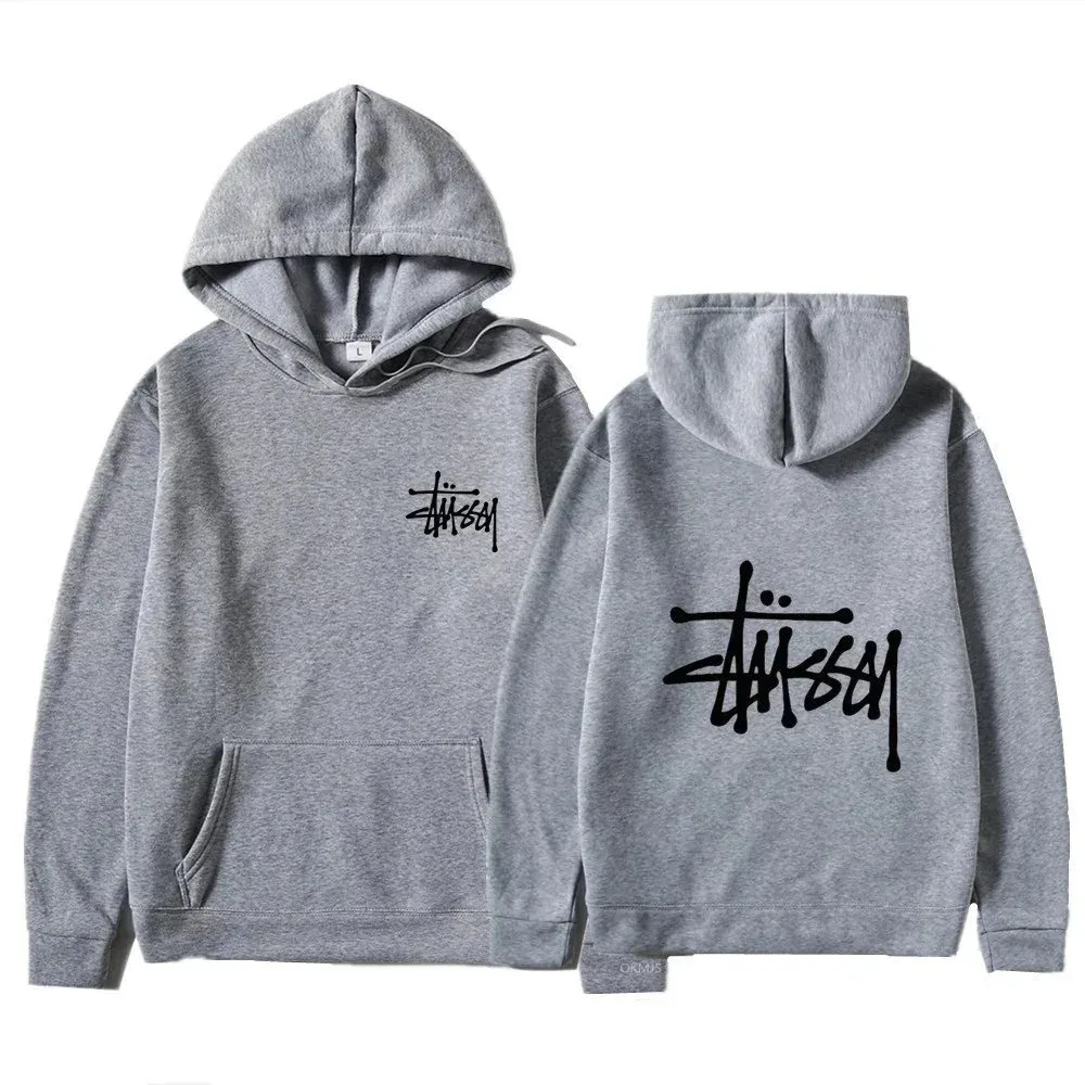 Stussy Stussy Grey Hoodie with Logo Print Grey - 1