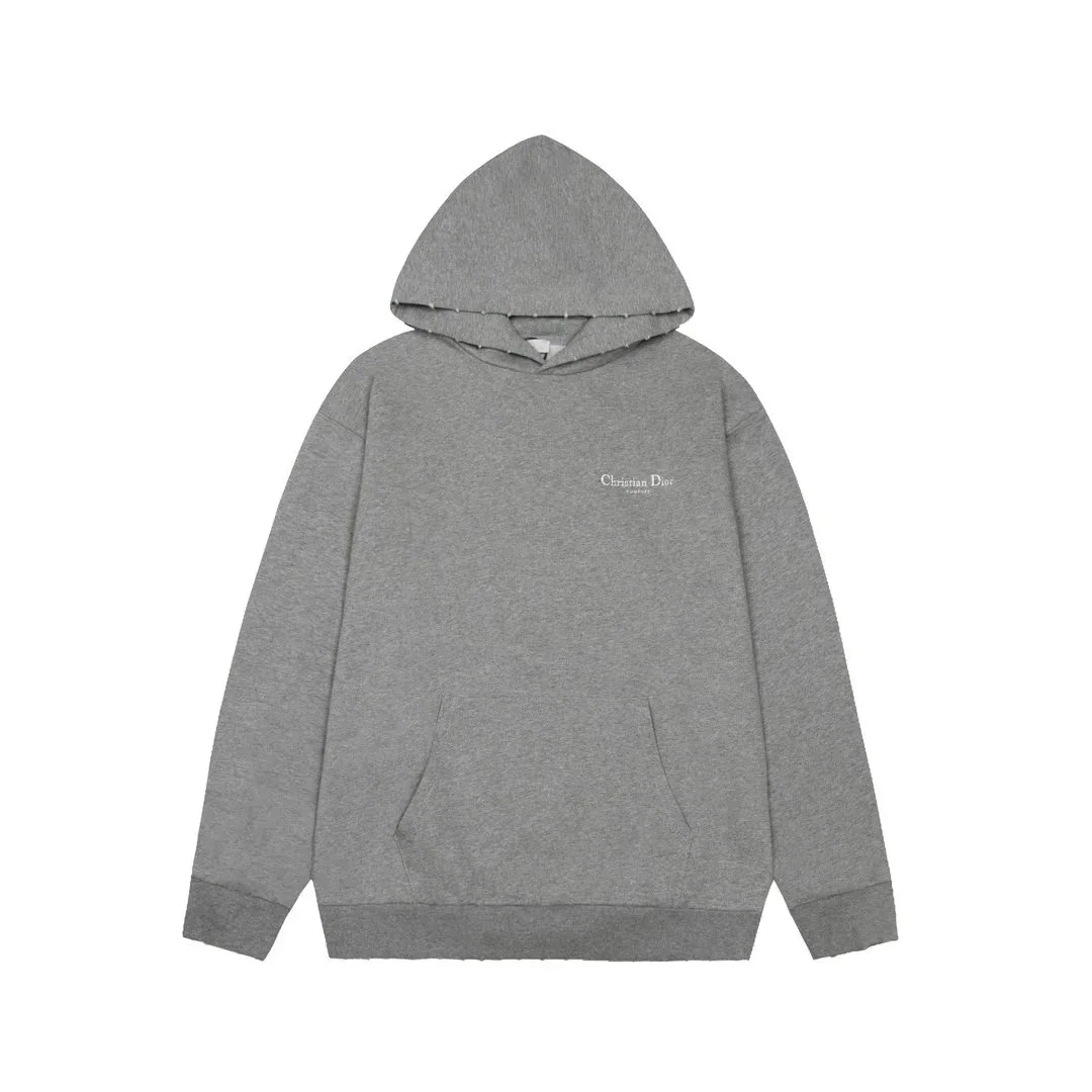 Dior Christian Dior Grey Hoodie with Embroidered Logo Grey - 1