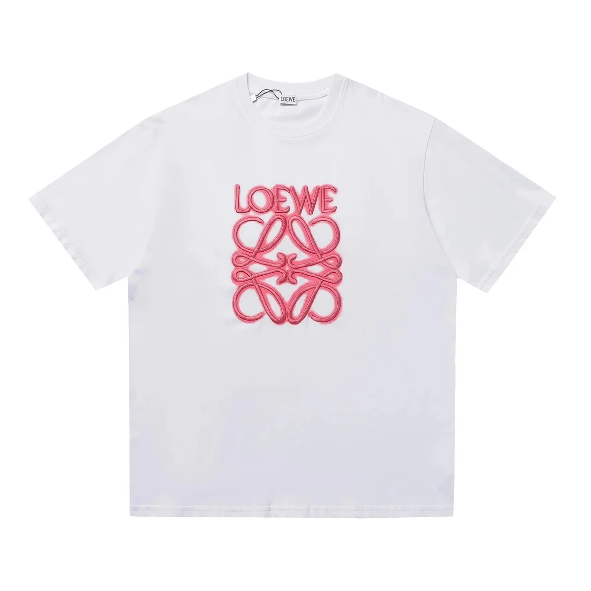 Loewe Loewe Anagram White T-Shirt with Pink Embroidery White - 1