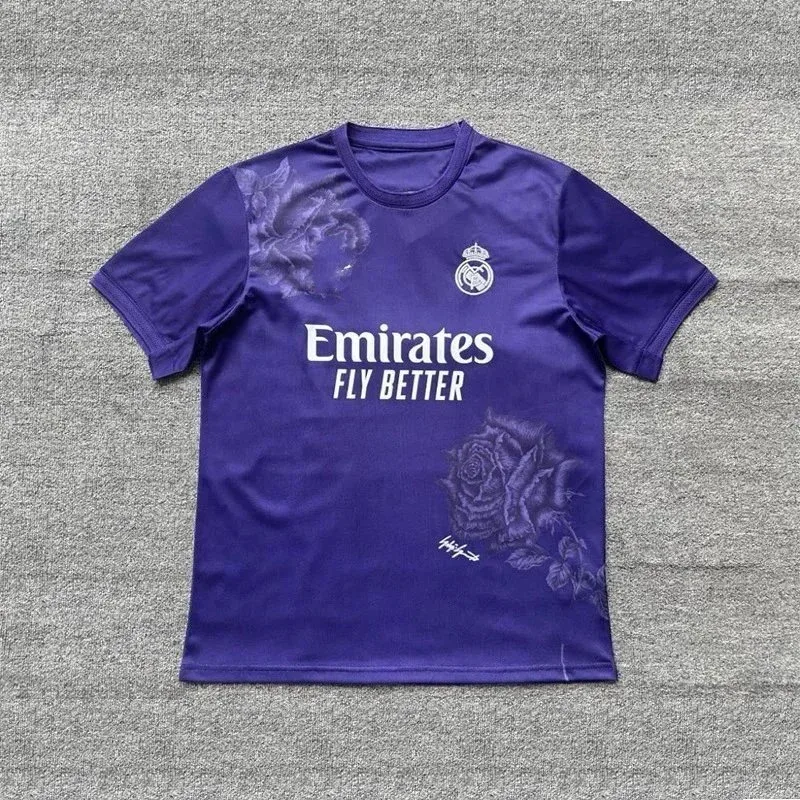 Real Madrid Purple Floral Soccer Jersey Purple - 1